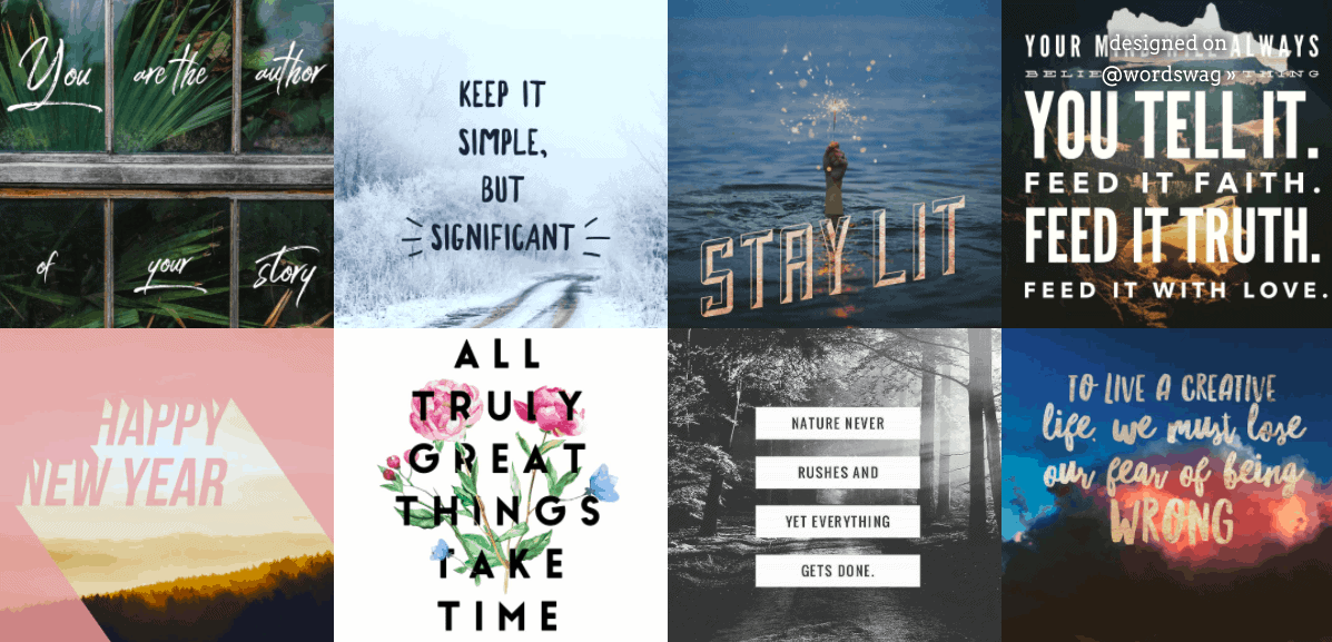 Interface of a simple Instagram quote creator