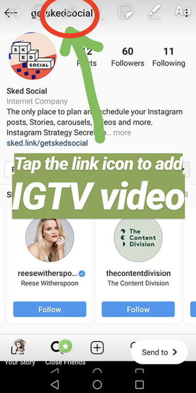 Insta story showing link option
